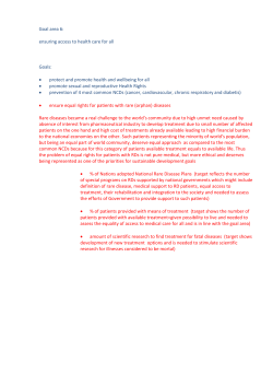 Goal area 6: ensuring access to health care for all Goals: &bull; protect