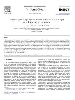 Thermodynamic equilibrium model and second law analysis of a