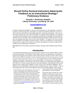 Should Online Doctoral Instructors Adopt Audio Feedback as an