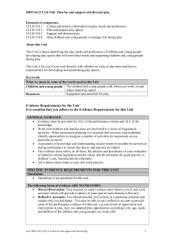 (CCLD 318) Plan for and support self-directed play