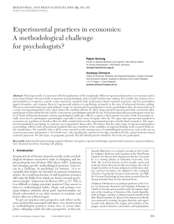Experimental practices in economics: A methodological challenge