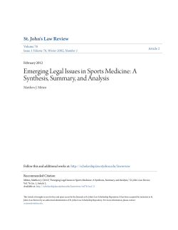 Emerging Legal Issues in Sports Medicine