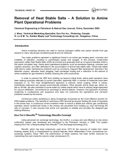 Removal of Heat Stable Salts &ndash; A Solution to Amine Plant - Eco-Tec