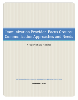Immunization Provider Focus Groups: Communication