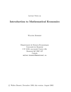 Introduction to Mathematical Economics
