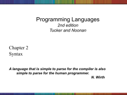 Programming Languages Chapter 2: Syntax