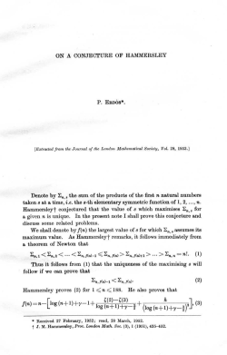 ON A CONJECTURE OF HAMMERSLEY P. ERD&Ouml;S*. Denote by En