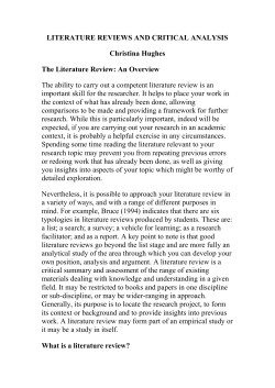 Undertaking a Literature Review