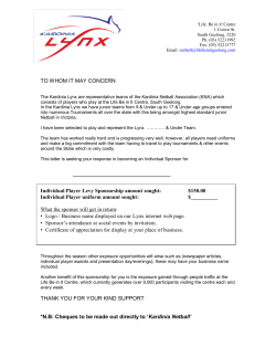 TO WHOM IT MAY CONCERN Individual Player Levy Sponsorship