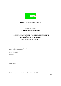 EUROPEAN BRIDGE LEAGUE SUPPLEMENTAL CONDITIONS OF