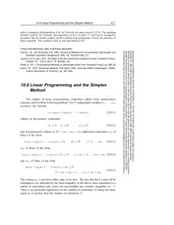 10.8 Linear Programming and the Simplex Method