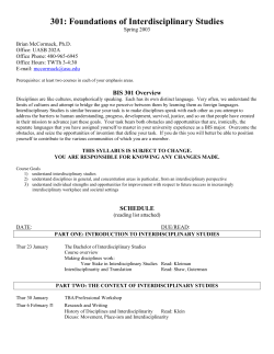 301: Foundations of Interdisciplinary Studies