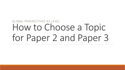 How to Choose a Topic for Paper 2 and Paper 3