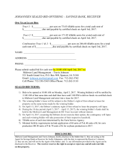 JOHANNSEN SEALED BID OFFERING &ndash; SAVINGS BANK, RECEIVER