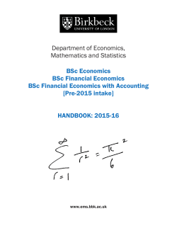 Department of Economics, Mathematics and Statistics BSc
