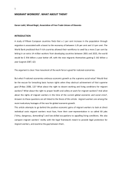 Migrant Workers. What About Them?