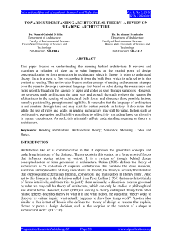 TOWARDS UNDERSTANDING ARCHITECTURAL THEORY: A