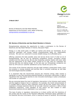 EnergyAustralia Pty Ltd ABN 99 086 014 968 Level 33 385 Bourke