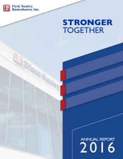 STRONGER TOGETHER - First Sentry Bank