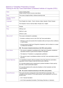 Diploma in Translation preparatory courses