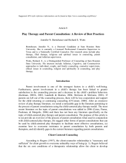 Play Therapy and Parent Consultation: A Review of Best Practices