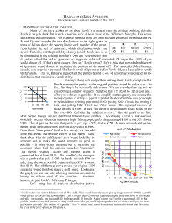 RAWLS AND RISK AVERSION Many of you have spoken to me
