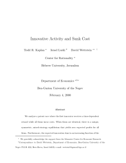 Innovative Activity and Sunk Cost