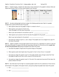 Algebra 1 Quadratic Functions Part 1: Distance fallen: d(t) = 16t2