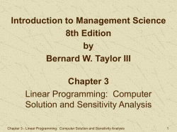 Beaver Creek Pottery Example Sensitivity Analysis