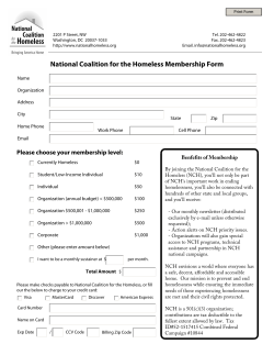 National Coalition for the Homeless Membership Form