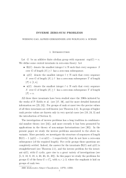 INVERSE ZERO-SUM PROBLEMS 1. Introduction Let G be an