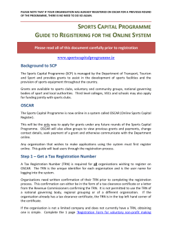 sports capital programme guide to registering for the online system