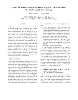 Adaptive Action Selection without Explicit Communication for Multi