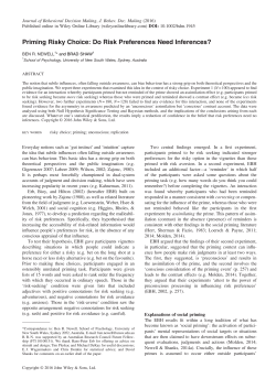 Priming Risky Choice: Do Risk Preferences Need Inferences?