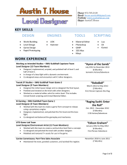 Work Experience - Austin T. House Level Designer