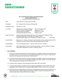 2017 Canada Games Coach Selection