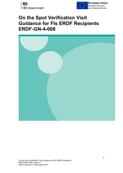 European Regional Development Fund 2014 to 2020 on