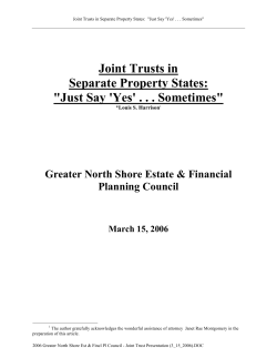 Joint Trusts in Separate Property States: "Just Say `Yes