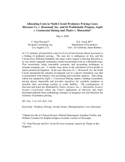 Allocating Costs in Ninth Circuit Predatory Pricing Cases