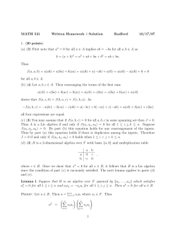 MATH 531 Written Homework 1 Solution Radford 10/17/07 1. (20