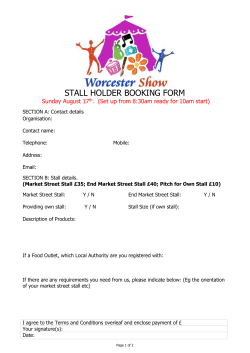 STALL HOLDER BOOKING FORM Sunday August 17th. (Set up