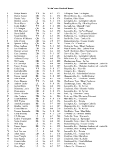 2016 Centre Football Roster 1 Rubyn Branch WR Sr. 6