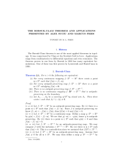 THE BORSUK-ULAM THEOREM AND APPLICATIONS