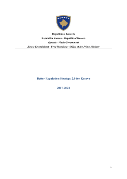 Better Regulation Strategy 2.0 for Kosovo 2017-2021