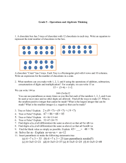 Grade 5- Algebraic Thinking - Nevada Mathematics Project
