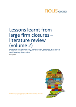 Lessons learnt from large firm closures * literature review (volume 2)