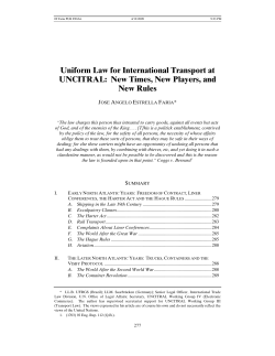 Uniform Law for International Transport at UNCITRAL: New Times