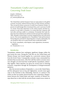 Transatlantic Conflict and Cooperation Concerning Trade Issues