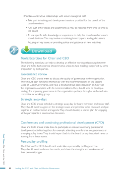 Tools: Exercises for Chair and CEO Governance review Strategic