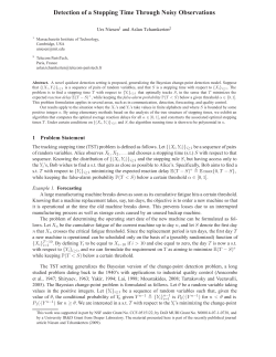 Detection of a Stopping Time Through Noisy Observations